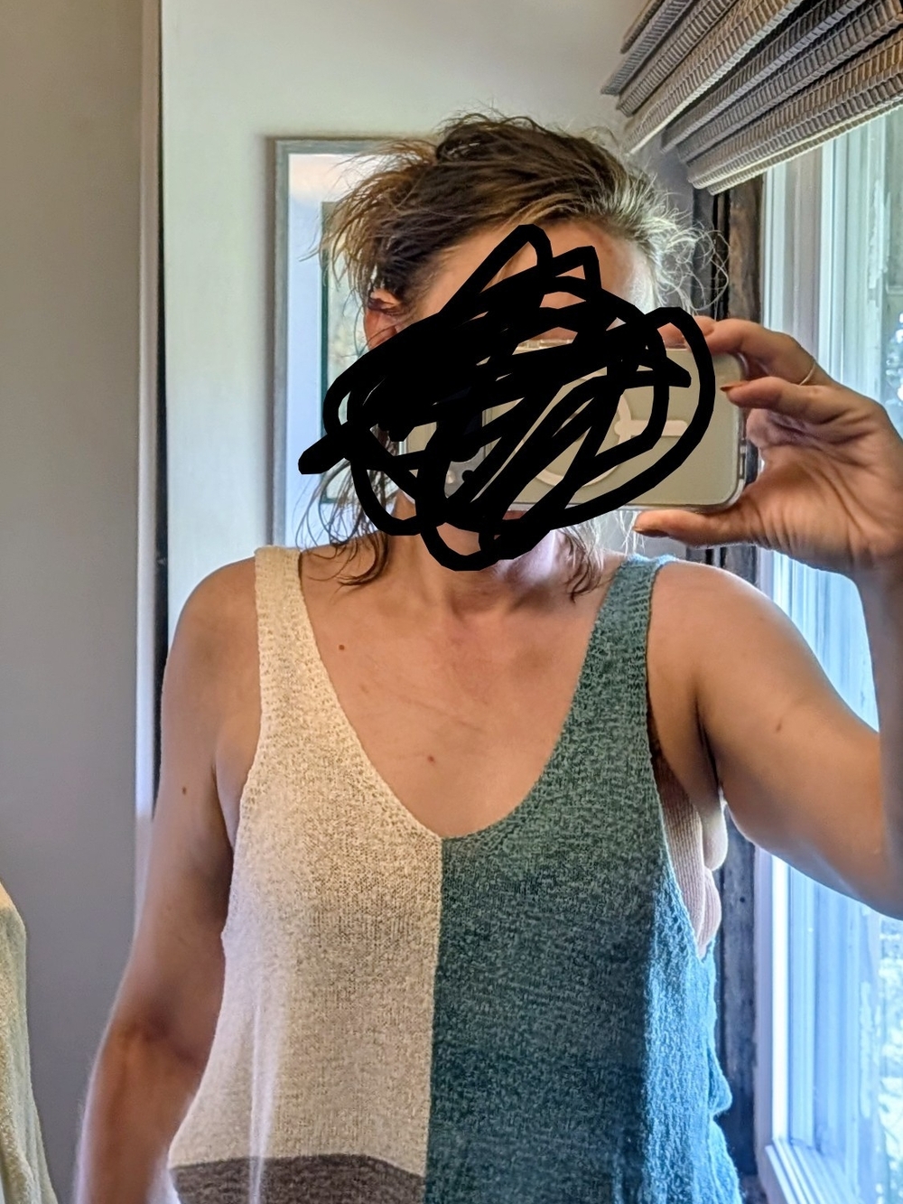 Amazon Colorblock Knit Tank Top in Cream, Teal & Brown